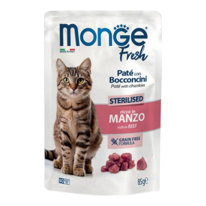 Monge Fresh Sterilised Pouch Beef - govedina pašteta s komadićima hrana za sterilisane mačke 85g