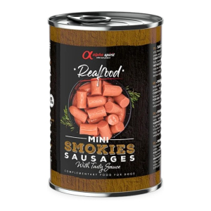 Alpha Spirit RealFood Mini Smokies Sausages dimljeni komadi kobasice hrana za pse 400g