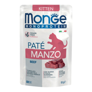 Monge Monoprotein Kitten Cat Beef Paté Pouch pašteta od govedine hrana za mačiće 85g