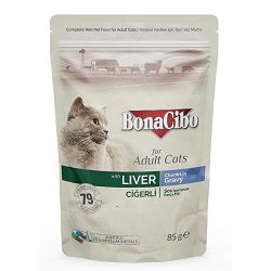 BonaCibo Chunks in Gravy Liver jetra hrana za mačke 85g