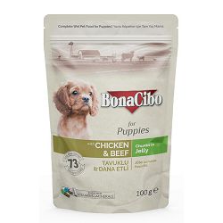 BonaCibo Chunks in Jelly Chicken & Beef Puppy piletina i govedina hrana za štenad 100g