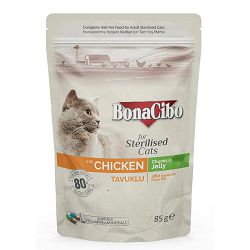 BonaCibo Chunks in Jelly Chicken Sterilised piletina hrana za sterilisane mačke 85g