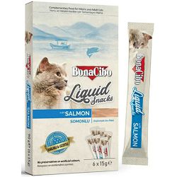 BonaCibo Liquid Snacks with Salmon losos poslastica za mačke 6x15g