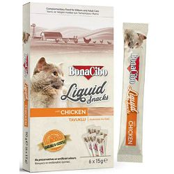 BonaCibo Liquid Snacks with Chicken piletina poslastica za mačke 6x15g